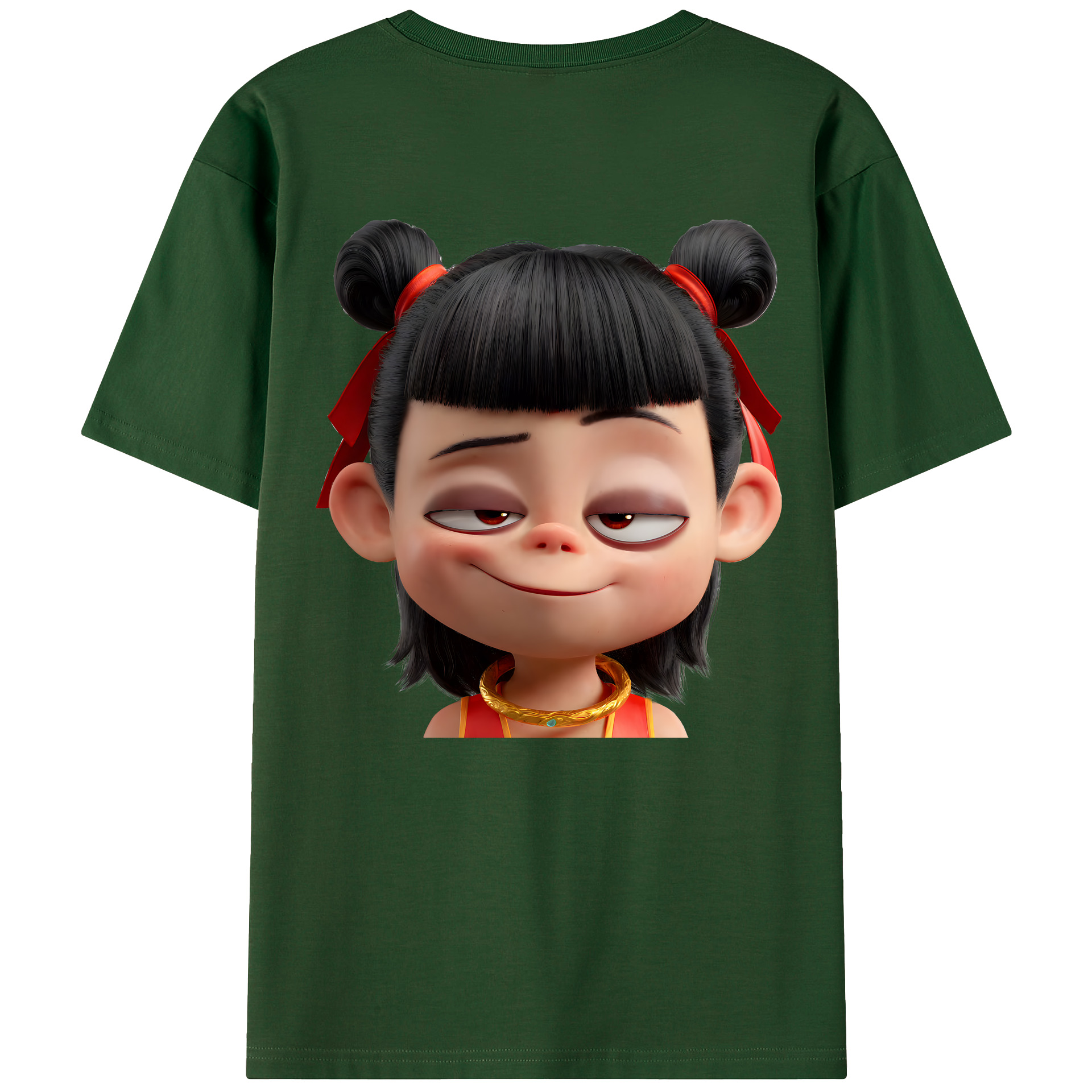 （画像用） Ne Zha 2 ナタ 魔童の大暴れ 綿100％半袖Tシャツ（背面プリント）